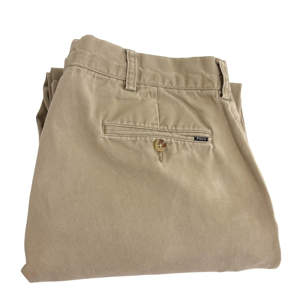 Polo Ralph Lauren Straight Leg Chino Pant Mens 36x32 Tan Classic Fit Flat Front